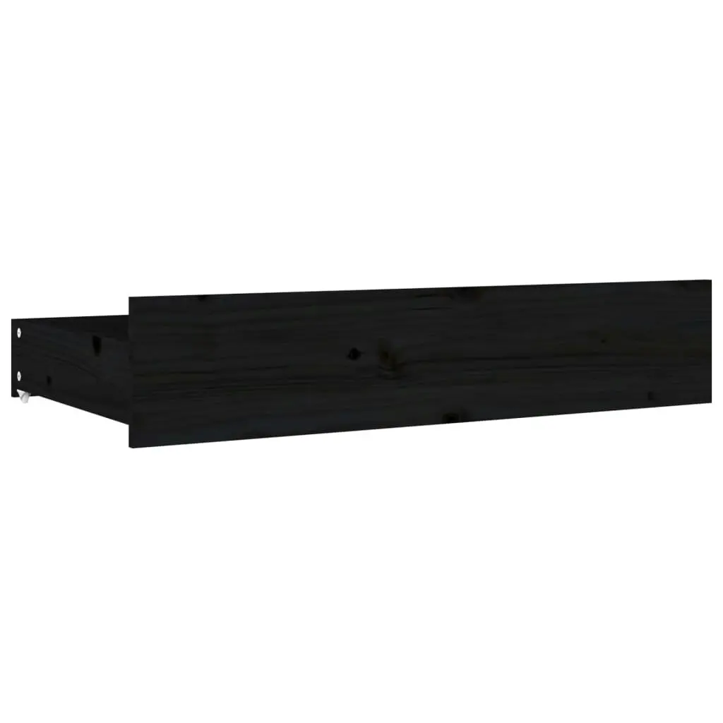 Bed Drawers 4 pcs Black Solid Wood Pine 814998