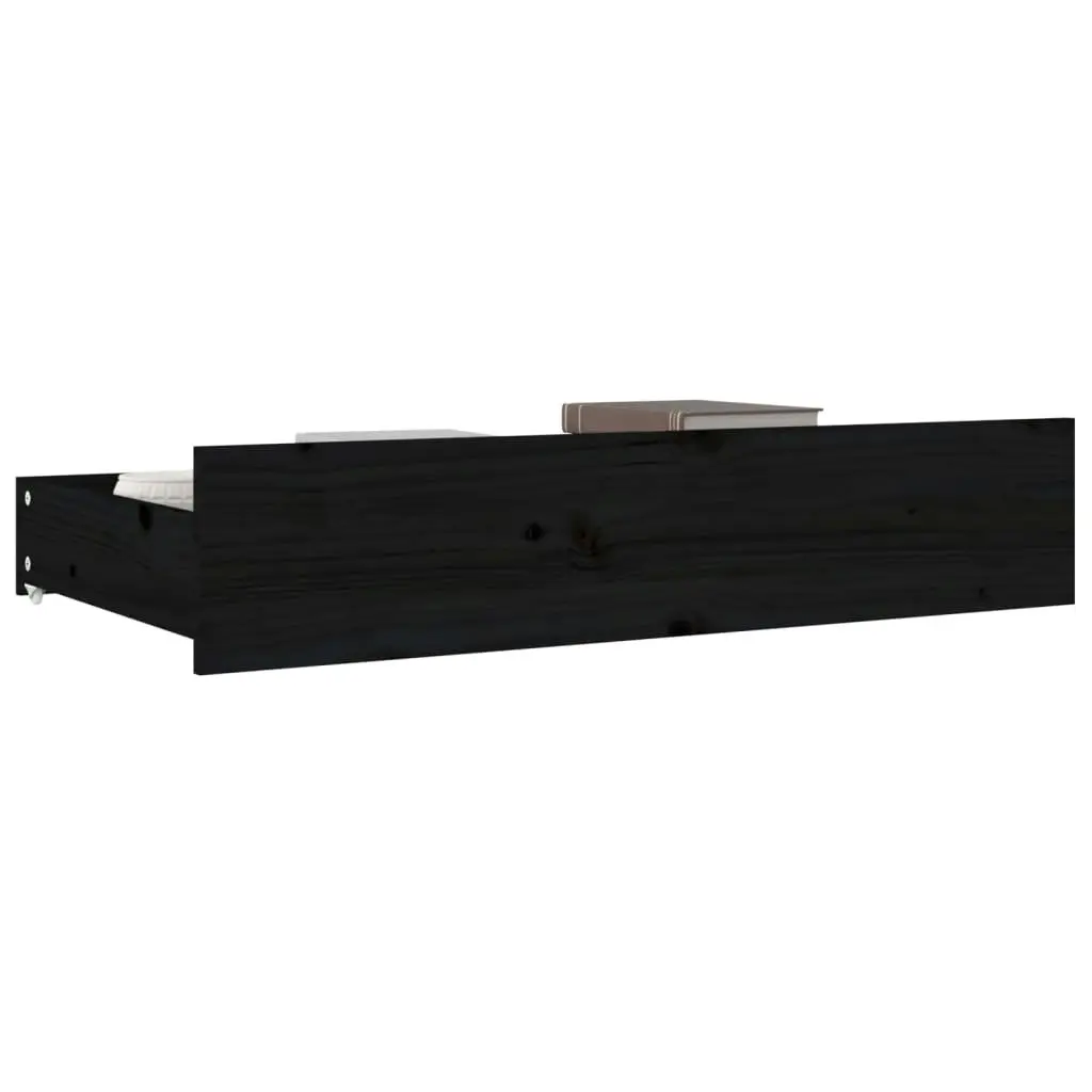 Bed Drawers 4 pcs Black Solid Wood Pine 814998