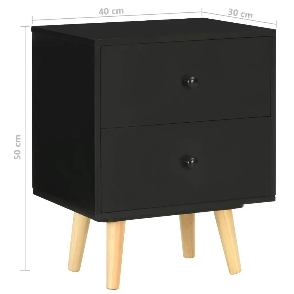 Bedside Cabinets 2 pcs Black 40x30x50 cm Solid Pinewood 285225