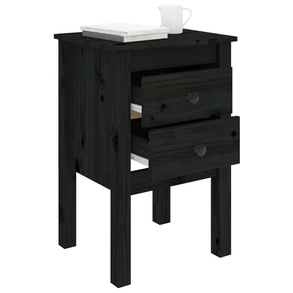 Bedside Cabinets 2 pcs Black 40x35x61.5 cm Solid Wood Pine 813698