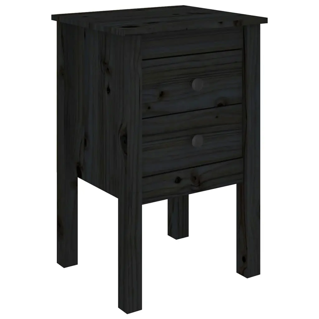 Bedside Cabinets 2 pcs Black 40x35x61.5 cm Solid Wood Pine 813698