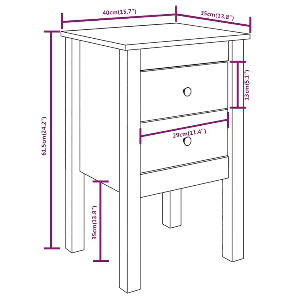 Bedside Cabinets 2 pcs Black 40x35x61.5 cm Solid Wood Pine 813698