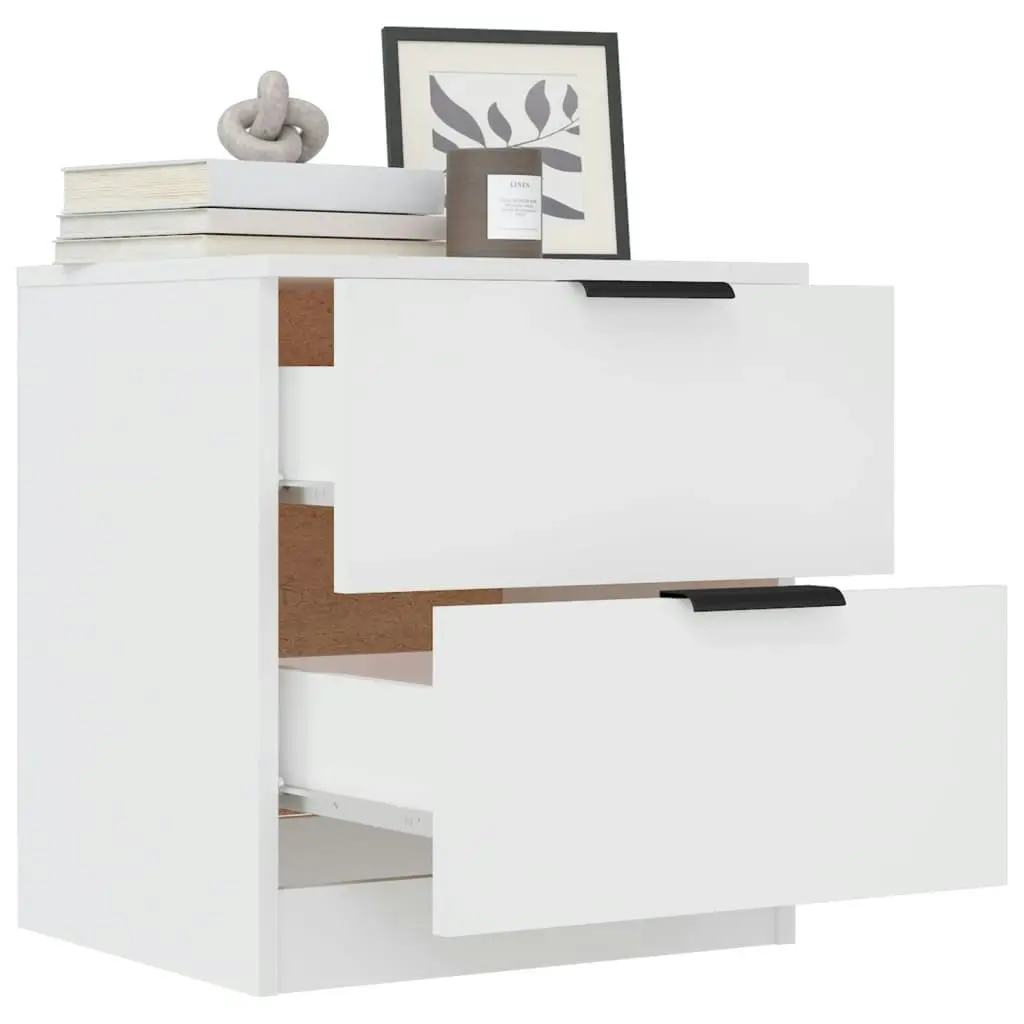 Bedside Cabinets 2 pcs White Engineered Wood 811215