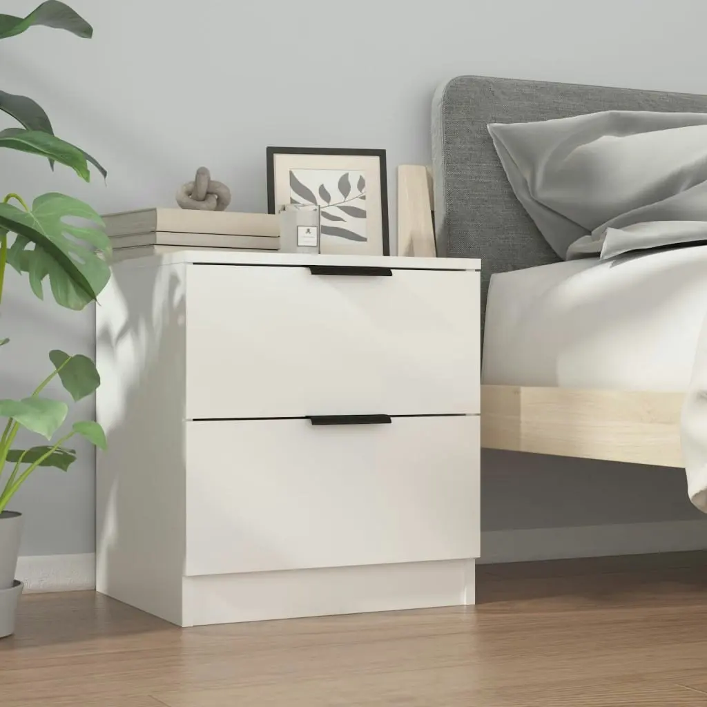 Bedside Cabinets 2 pcs White Engineered Wood 811215