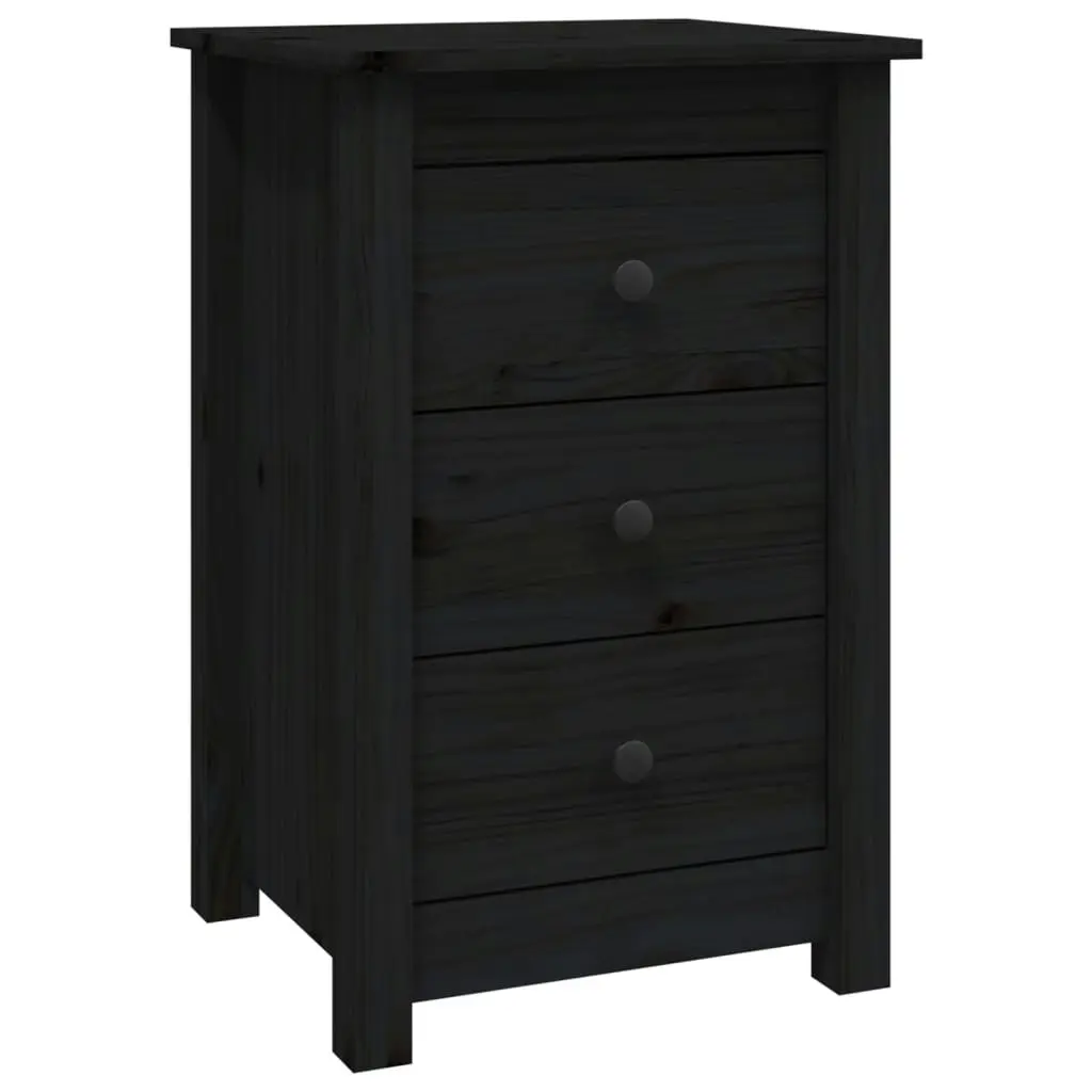 Bedside Cabinets 2 pcs Black 40x35x61.5 cm Solid Wood Pine 813708