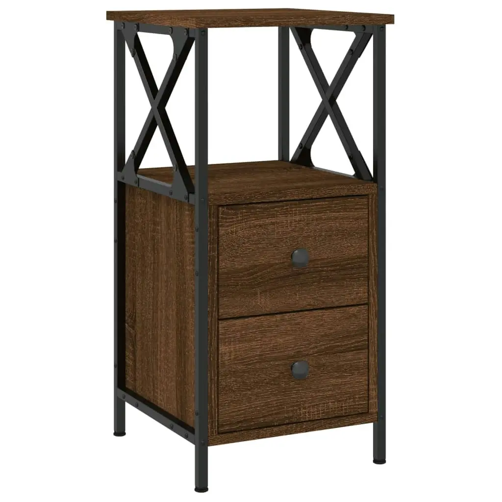 Bedside Cabinets 2 pcs Brown Oak 34x35.5x70 cm Engineered Wood 825952