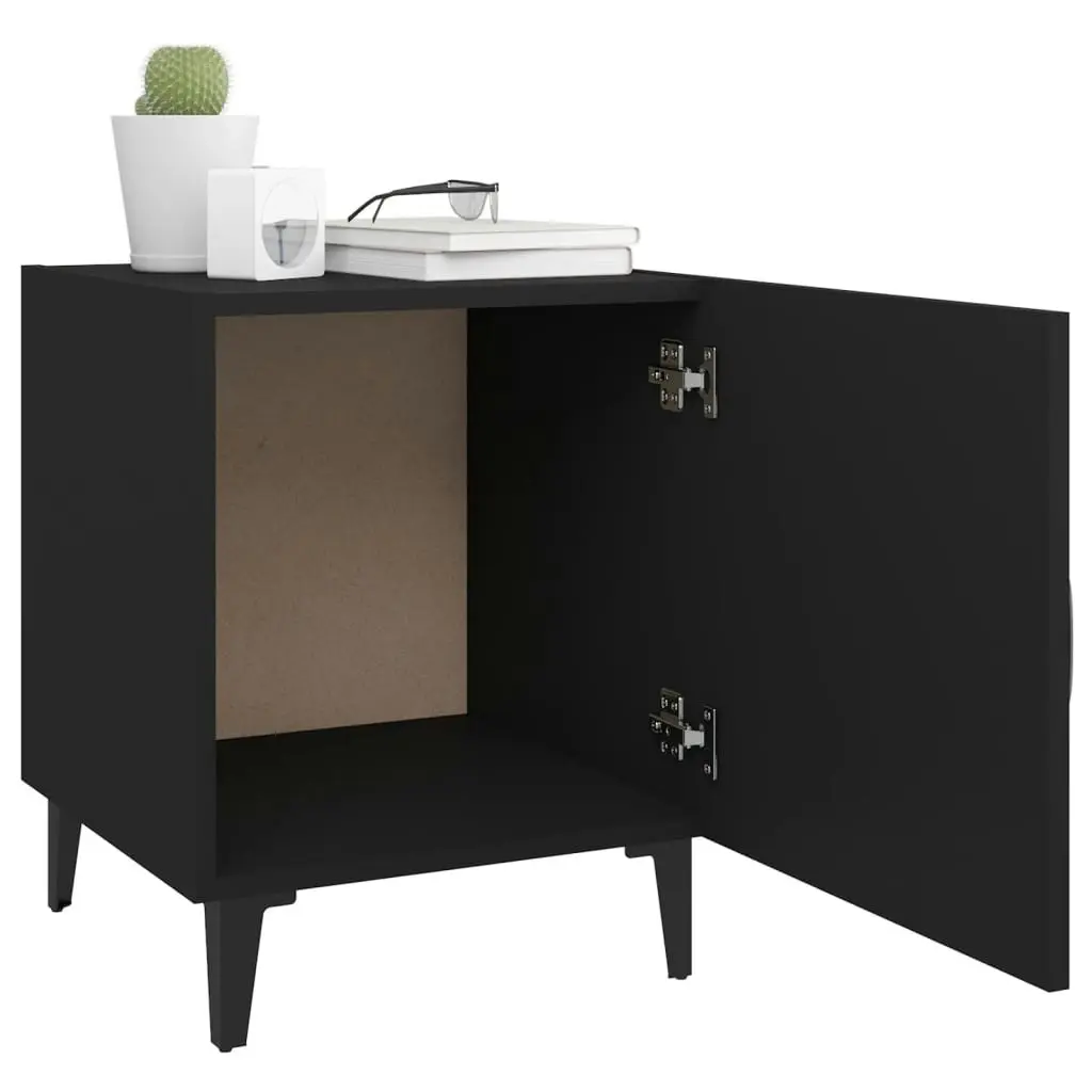 Bedside Cabinets 2 pcs Black Engineered Wood 812063