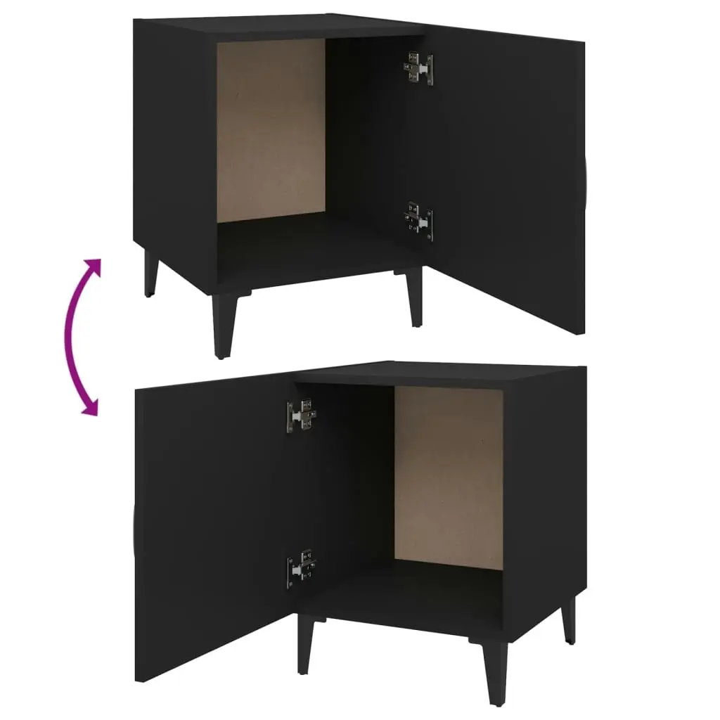 Bedside Cabinets 2 pcs Black Engineered Wood 812063