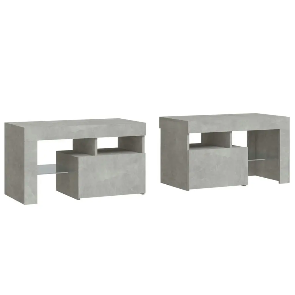 Bedside Cabinets 2 pcs with LED Lights Concrete Grey 70x36.5x40 cm 3152773