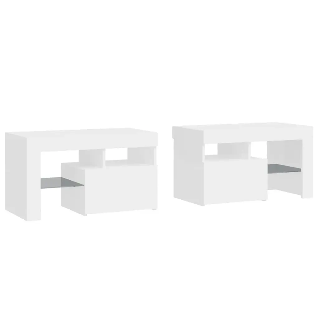 Bedside Cabinets 2 pcs with LED Lights High Gloss White 70x36.5x40 cm 3152774