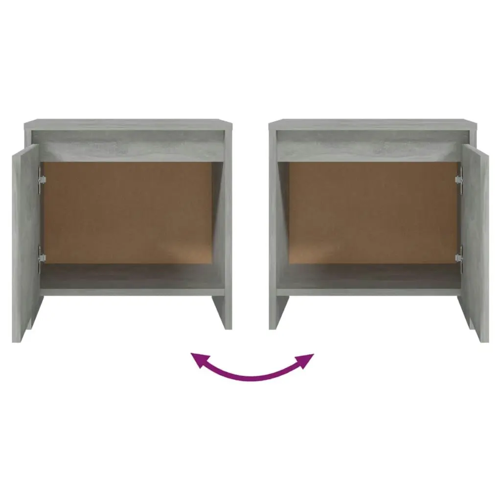 Bedside Cabinets 2 pcs Concrete Grey 45x34x44.5 cm Engineered Wood 809872