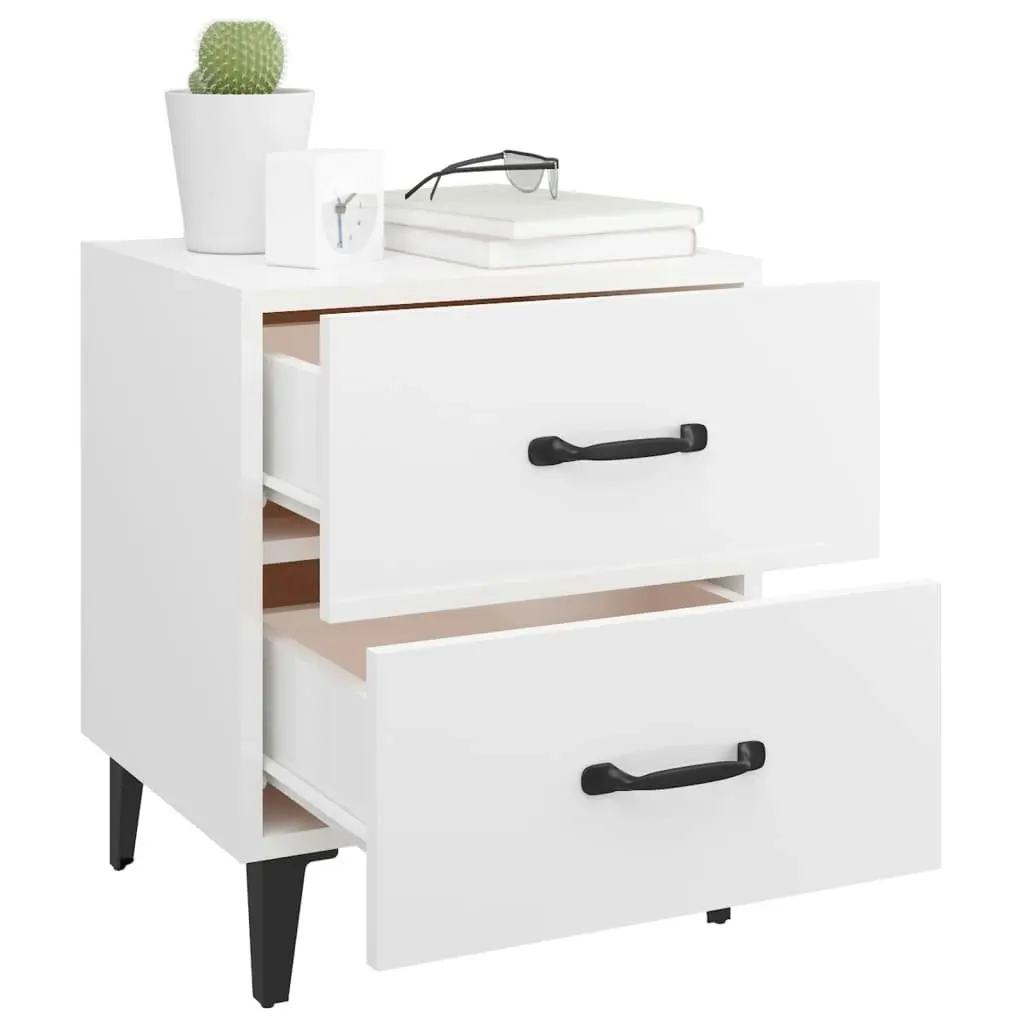 Bedside Cabinets 2 pcs High Gloss White 40x35x47.5 cm 812001