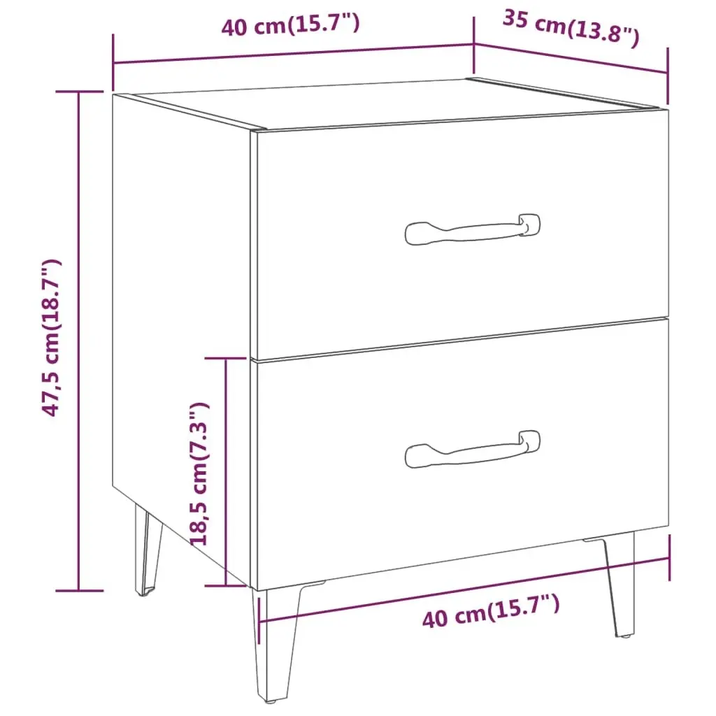 Bedside Cabinets 2 pcs High Gloss White 40x35x47.5 cm 812001