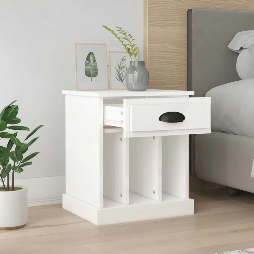 Bedside Cabinets 2 pcs High Gloss White 43x36x50 cm 816349