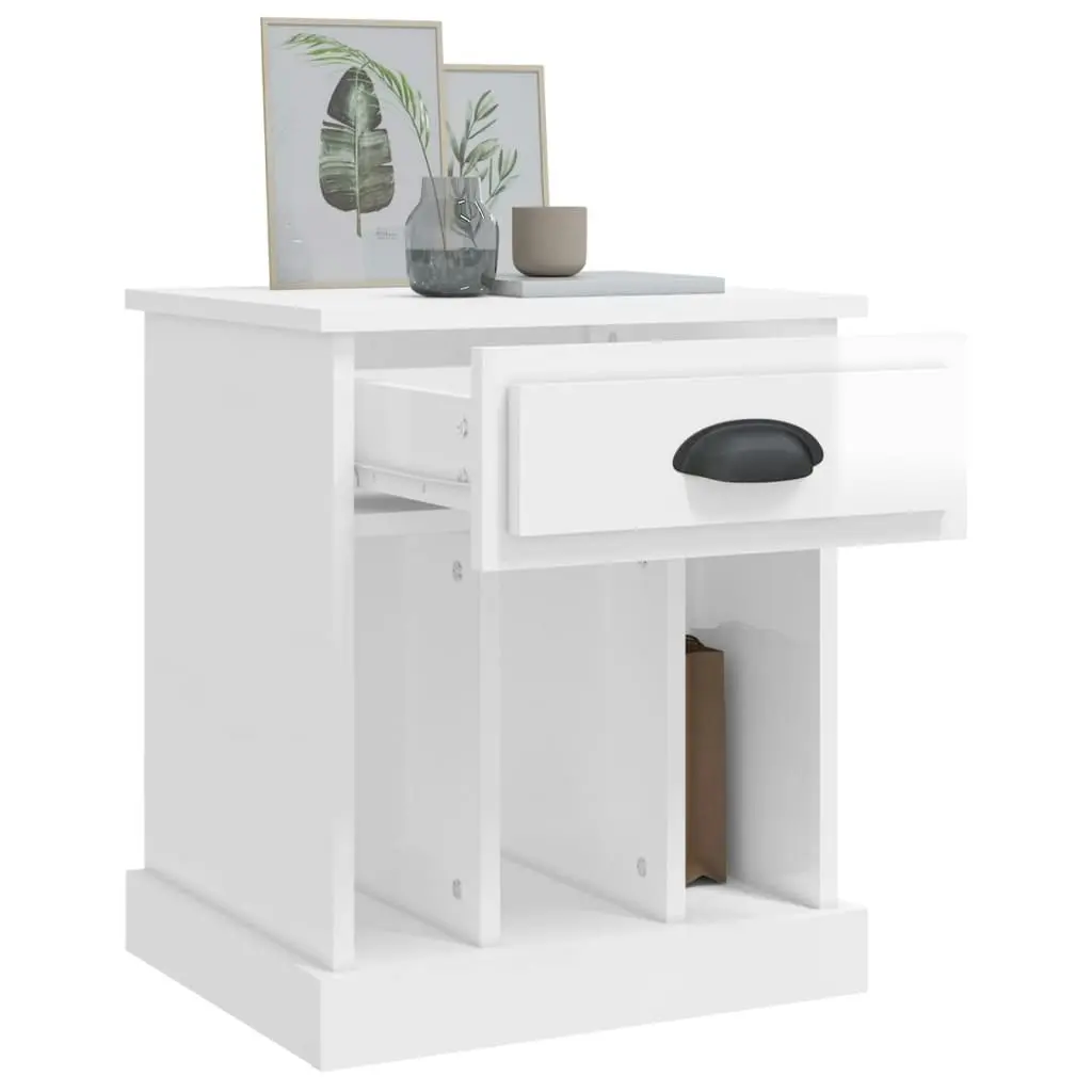 Bedside Cabinets 2 pcs High Gloss White 43x36x50 cm 816349