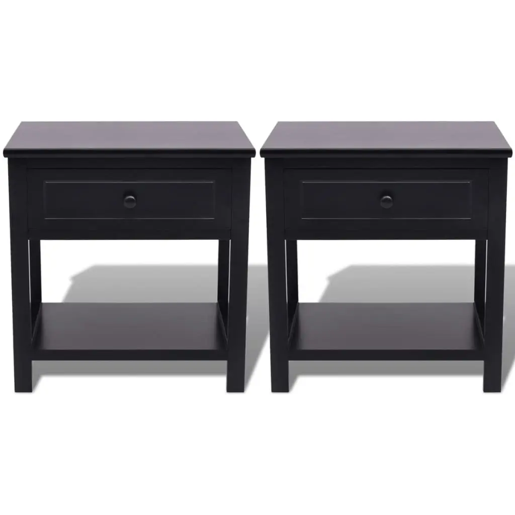 Bedside Cabinets 2 pcs Wood Black 242873