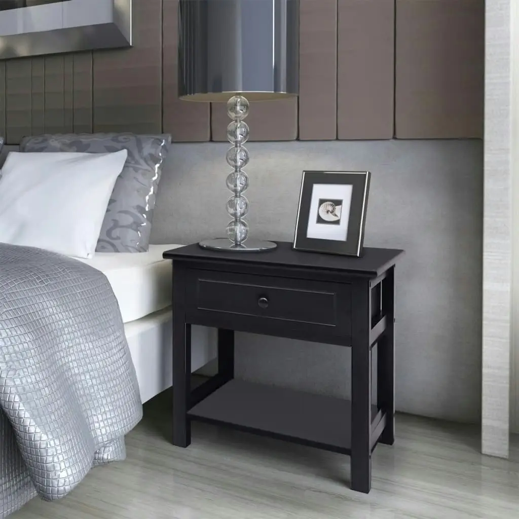 Bedside Cabinets 2 pcs Wood Black 242873