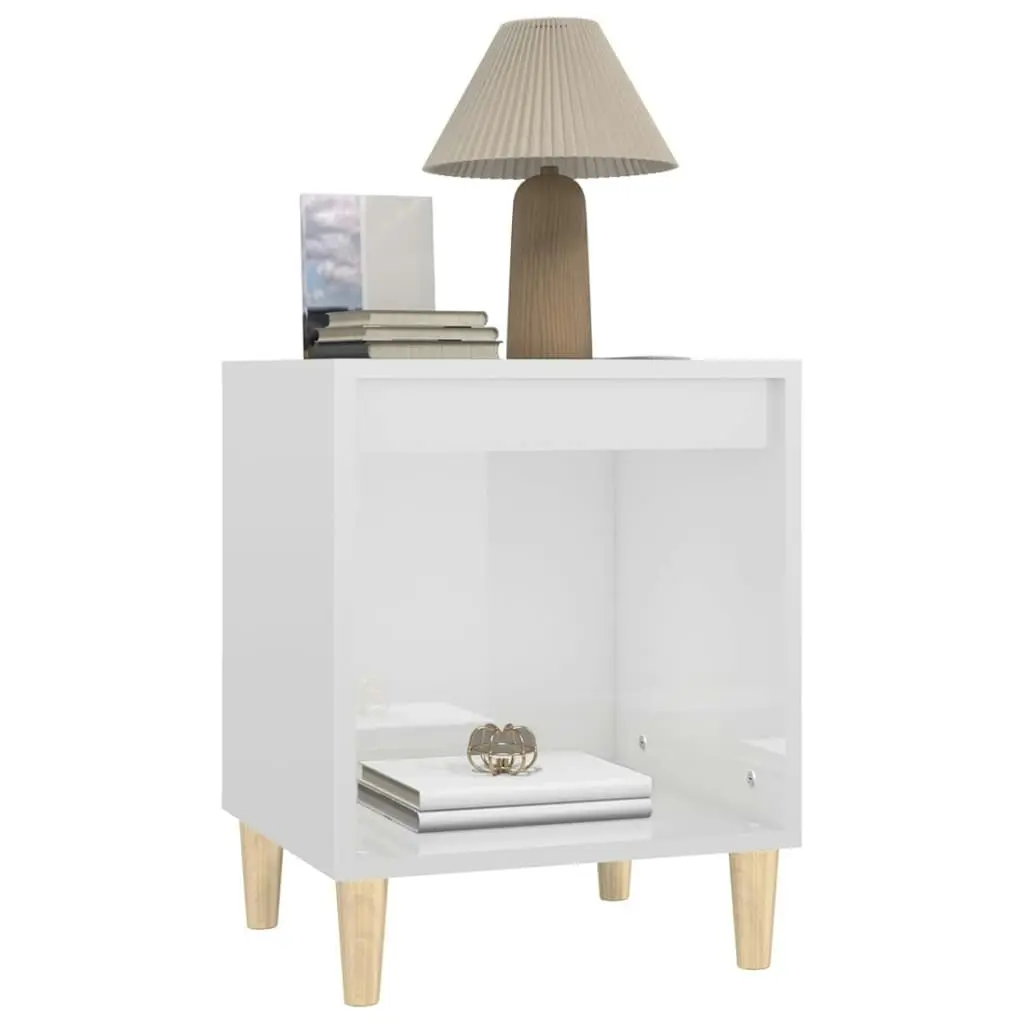 Bedside Cabinets 2 pcs High Gloss White 40x35x50 cm 821863