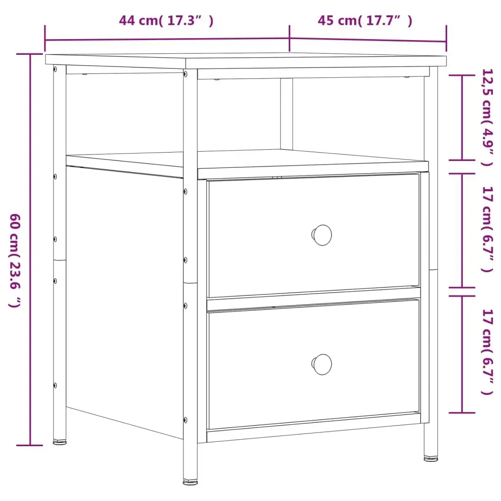 Bedside Cabinets 2 pcs Grey Sonoma 44x45x60 cm Engineered Wood 826010