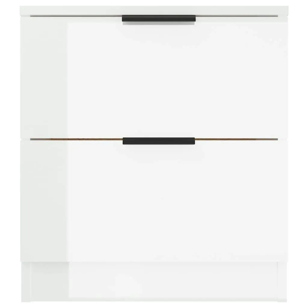 Bedside Cabinets 2 pcs High Gloss White Engineered Wood 811227