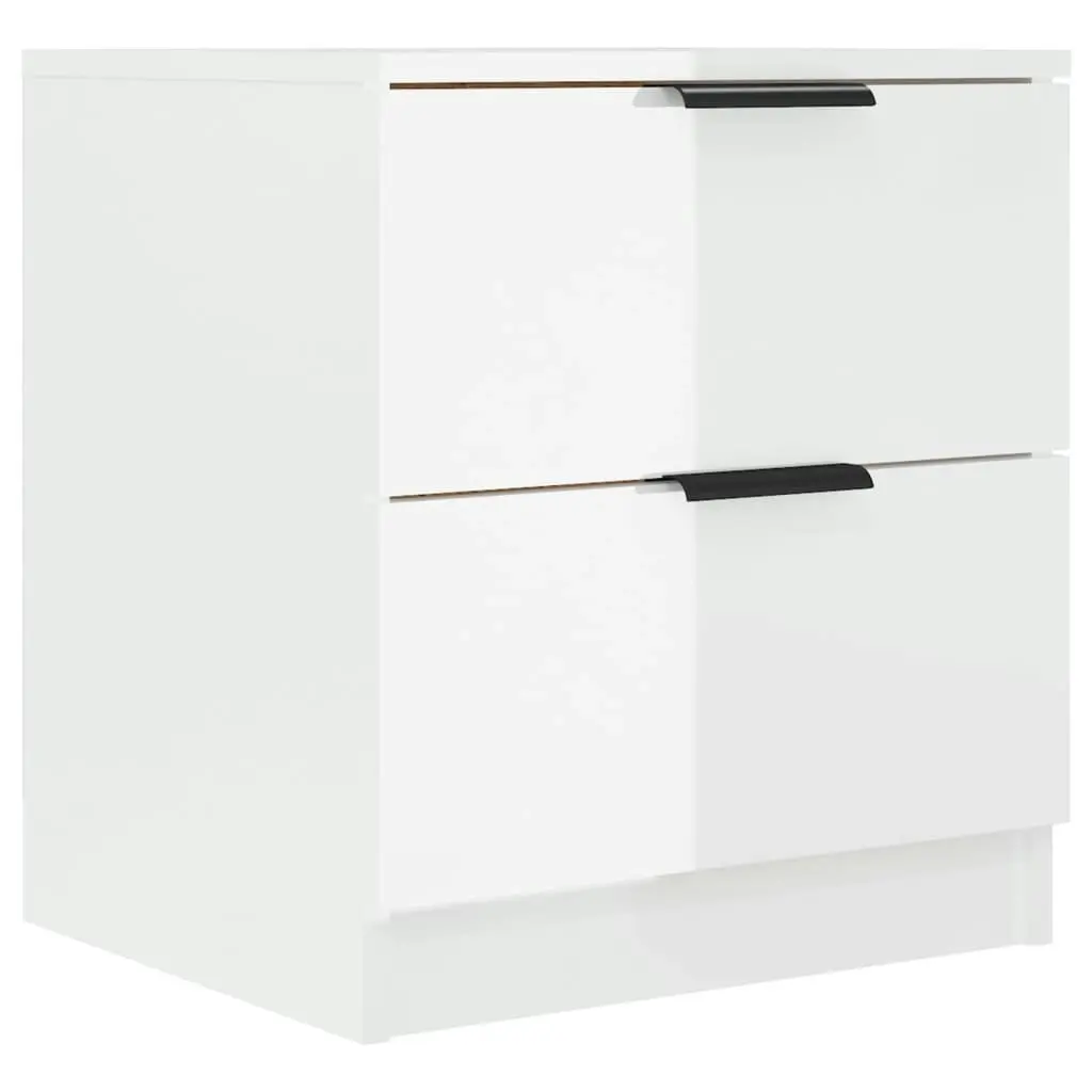 Bedside Cabinets 2 pcs High Gloss White Engineered Wood 811227