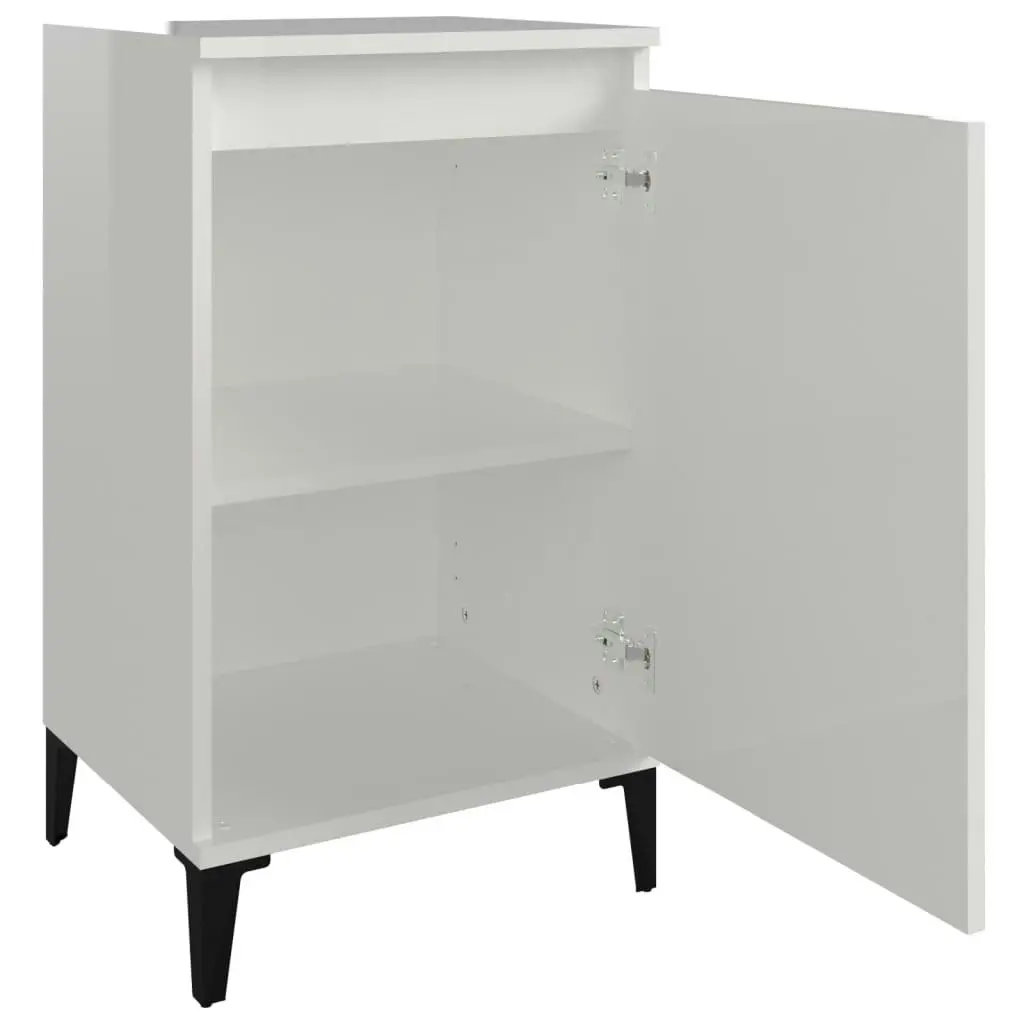 Bedside Cabinets 2 pcs High Gloss White 40x35x70cm Engineered Wood 819649