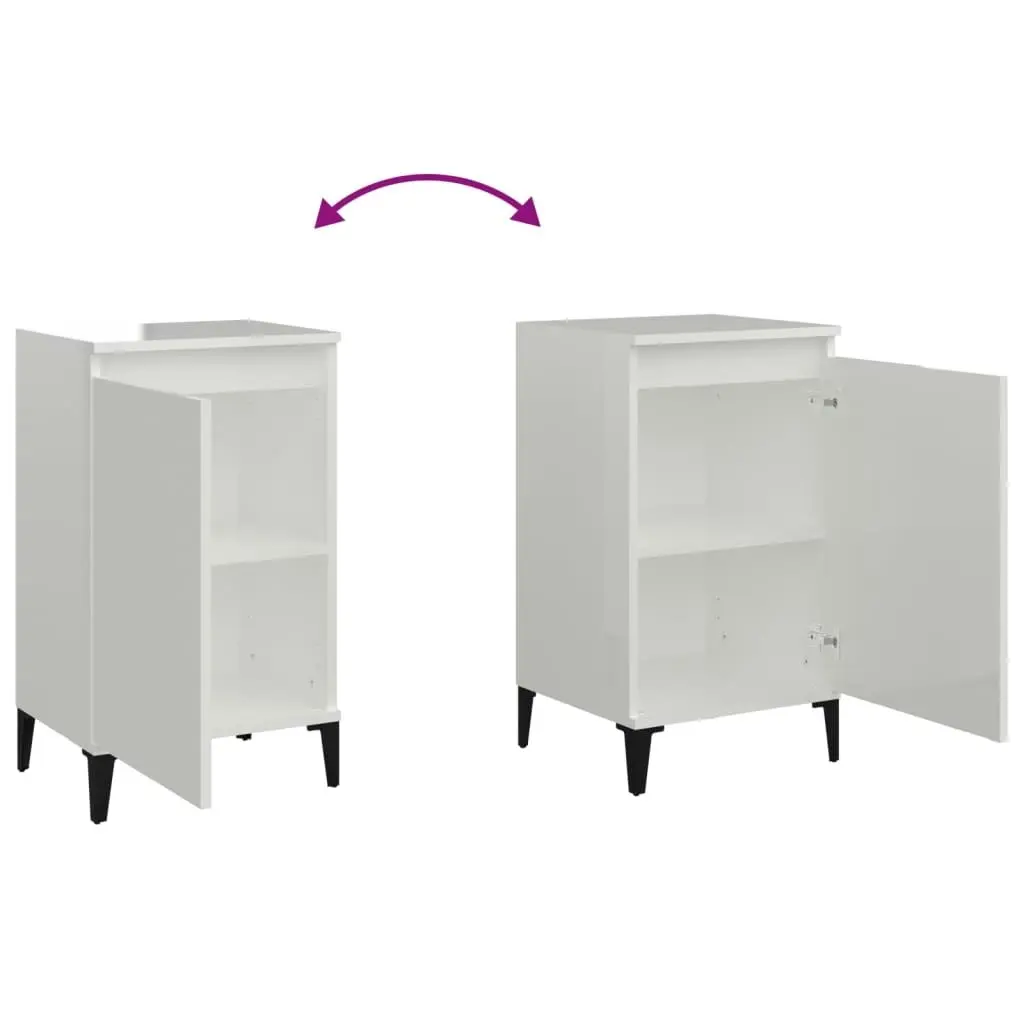 Bedside Cabinets 2 pcs High Gloss White 40x35x70cm Engineered Wood 819649