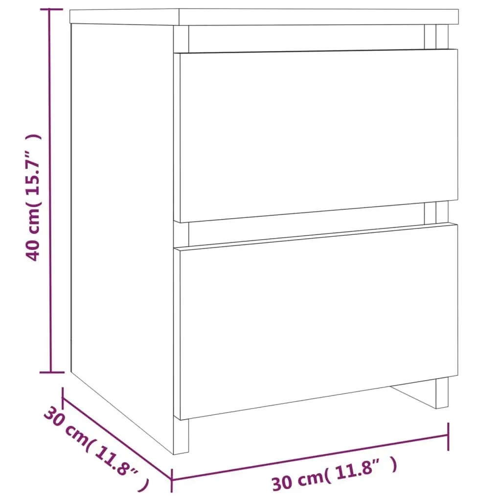 Bedside Cabinets 2 pcs Smoked Oak 30x30x40 cm Engineered Wood 815328