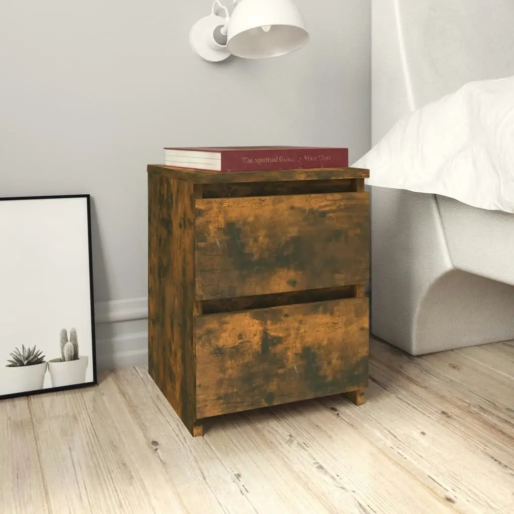 Bedside Cabinets 2 pcs Smoked Oak 30x30x40 cm Engineered Wood 815328