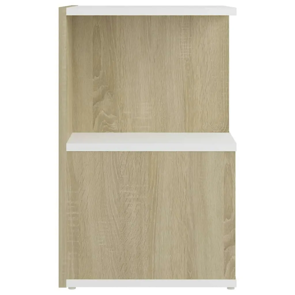 Bedside Cabinets 2pcs White and Sonoma Oak 35x35x55cm Engineered Wood 806357