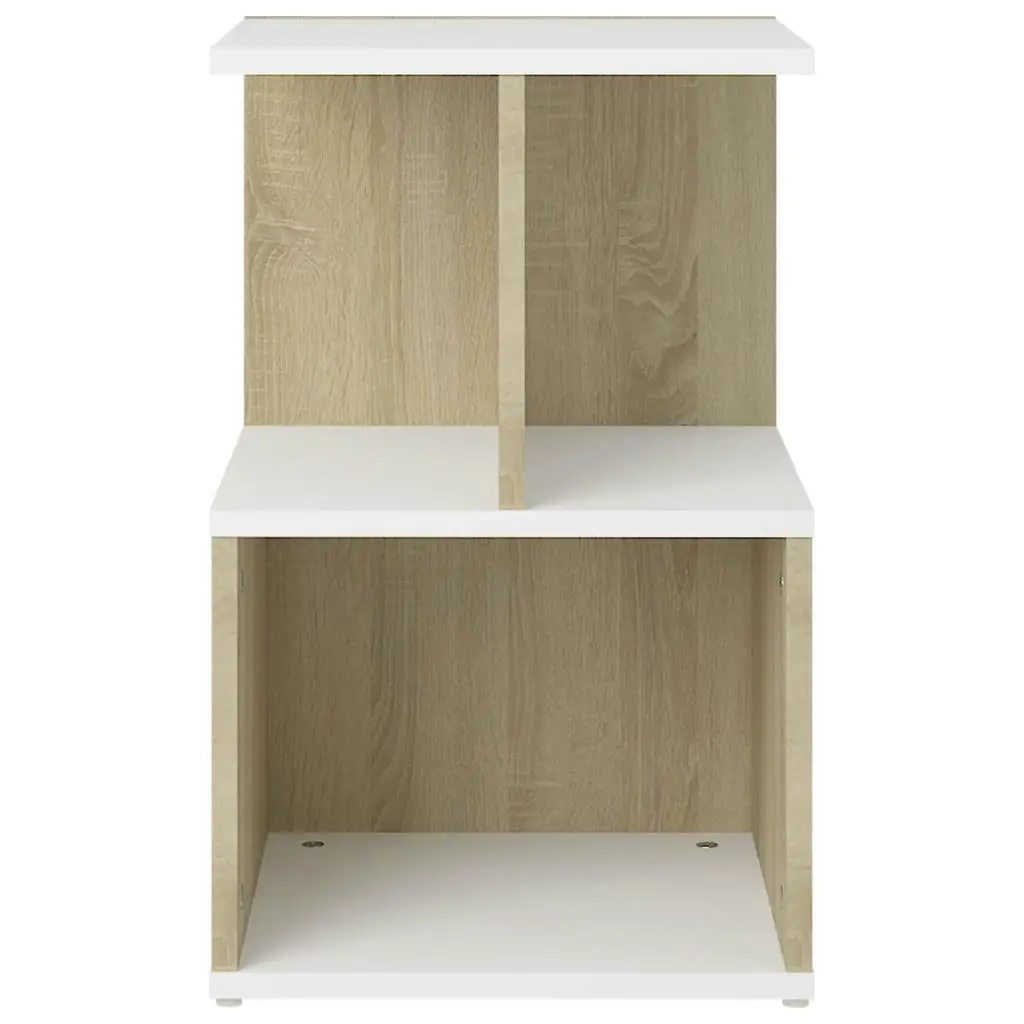 Bedside Cabinets 2pcs White and Sonoma Oak 35x35x55cm Engineered Wood 806357