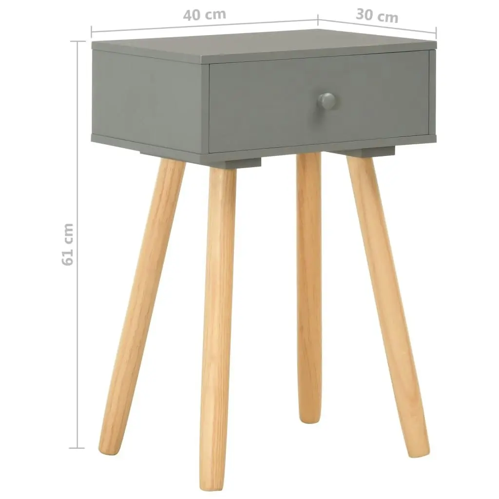 Bedside Tables 2 pcs Grey Solid Pinewood 285219