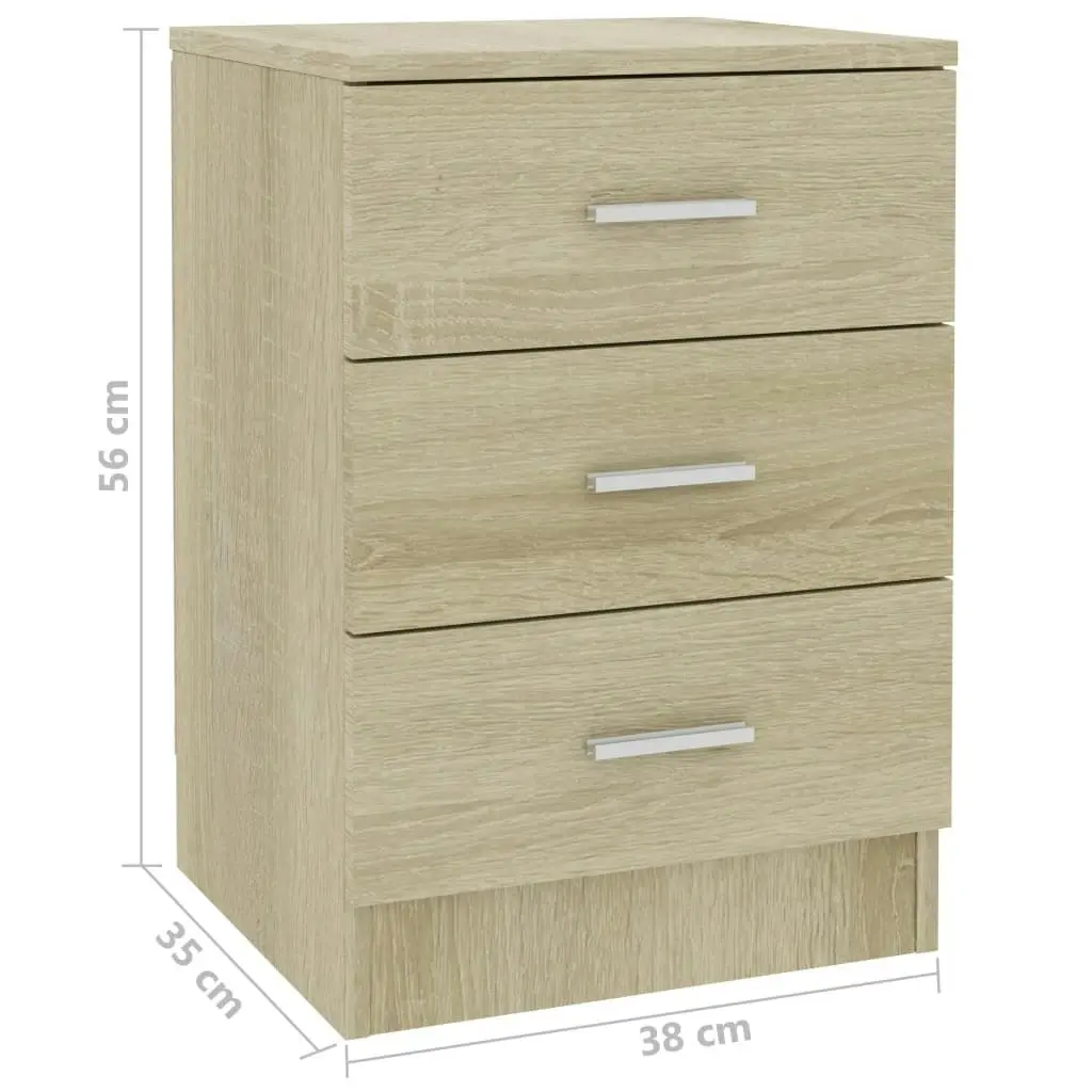 Bedside Cabinets 2 pcs Sonoma Oak 38x35x56 cm Engineered Wood 800457