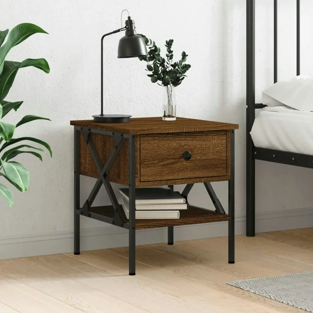 Bedside Table Brown Oak 40x42x45 cm Engineered Wood 825961