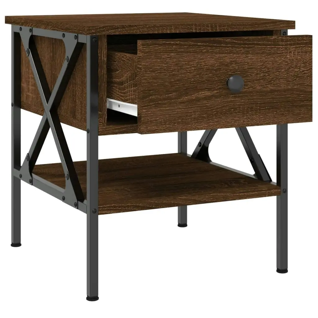 Bedside Table Brown Oak 40x42x45 cm Engineered Wood 825961