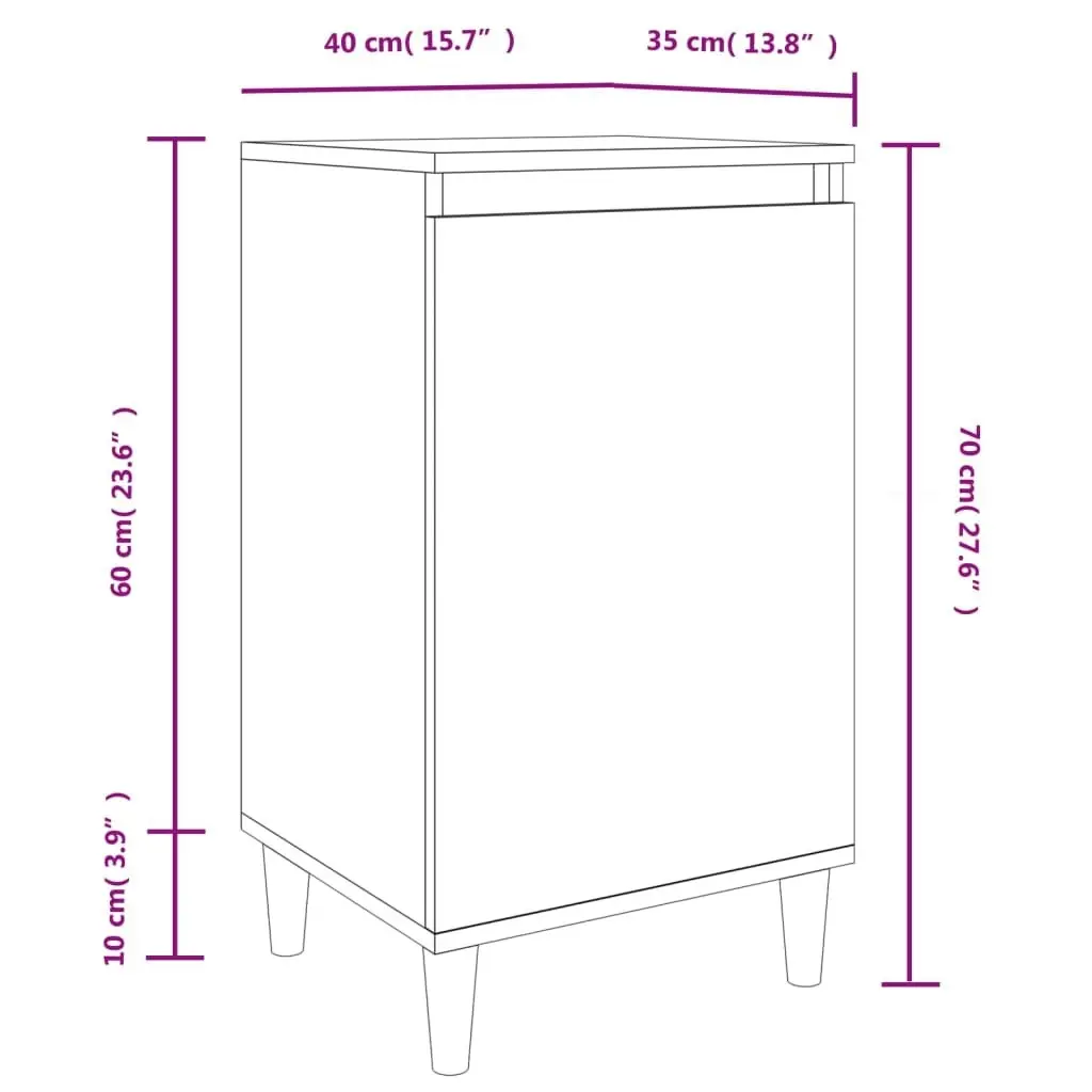 Bedside Cabinets 2 pcs White 40x35x70 cm Engineered Wood 819629