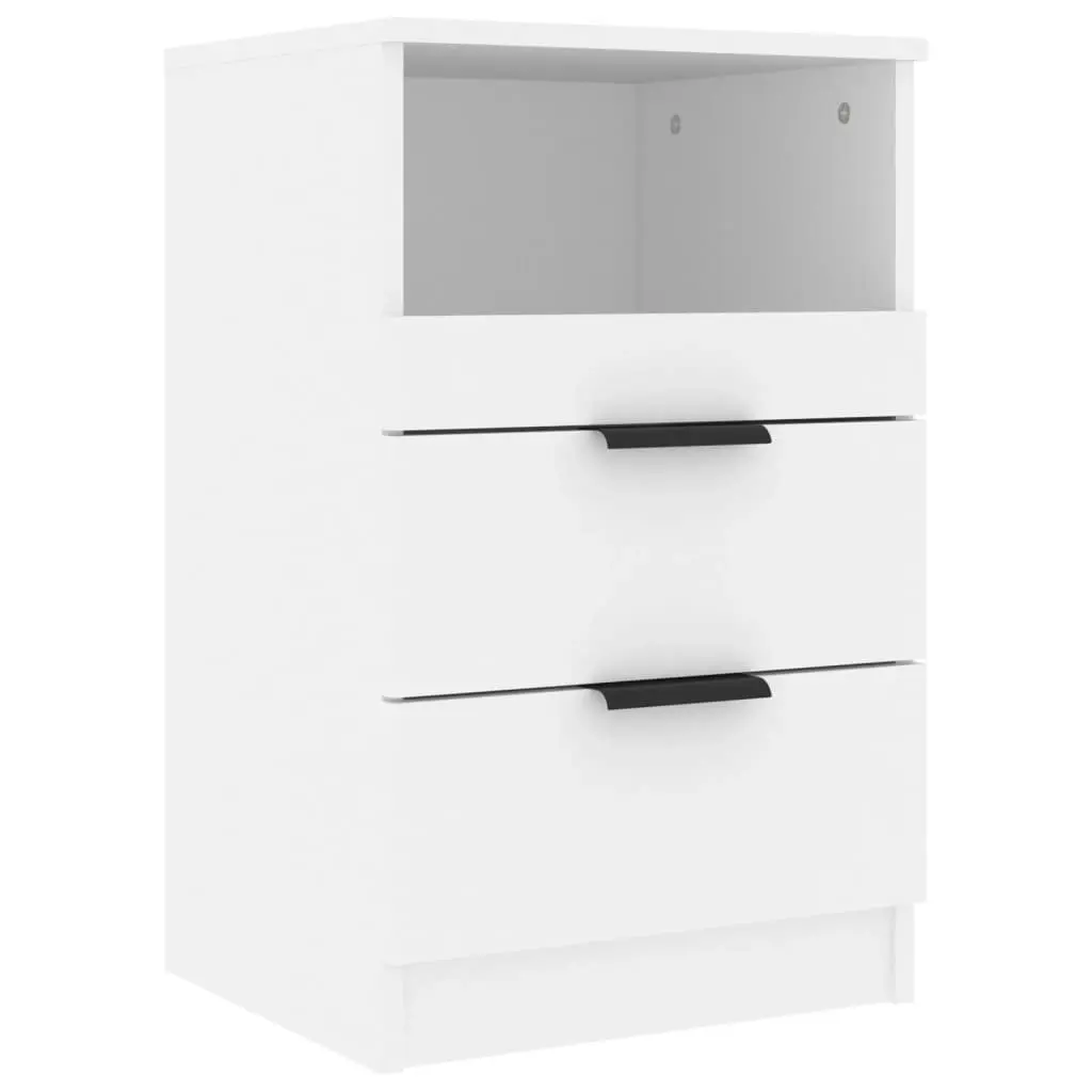 Bedside Cabinets 2 pcs White Engineered Wood 811233