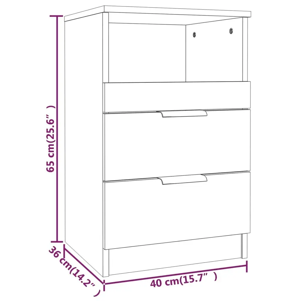 Bedside Cabinets 2 pcs White Engineered Wood 811233