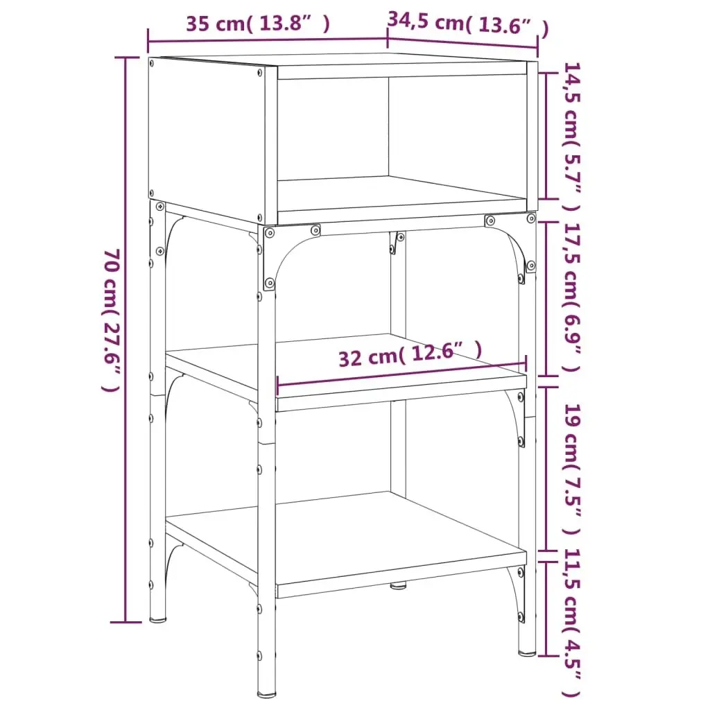 Bedside Tables 2 pcs Black 35x34.5x70 cm Engineered Wood 825884