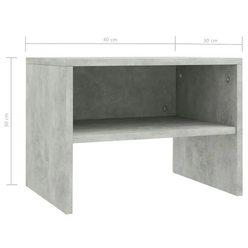 Bedside Cabinets 2 pcs Concrete Grey 40x30x30 cm Engineered Wood 800072