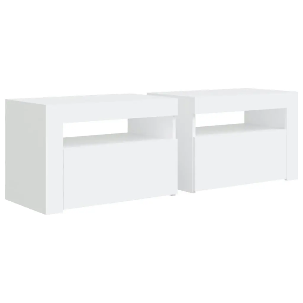 Bedside Cabinets 2 pcs with LEDs White 60x35x40 cm 3080734