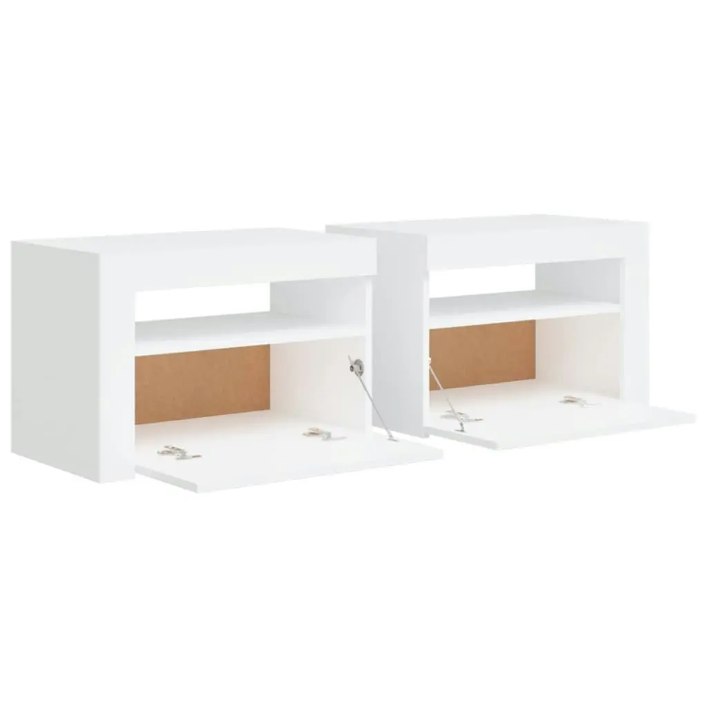 Bedside Cabinets 2 pcs with LEDs White 60x35x40 cm 3080734