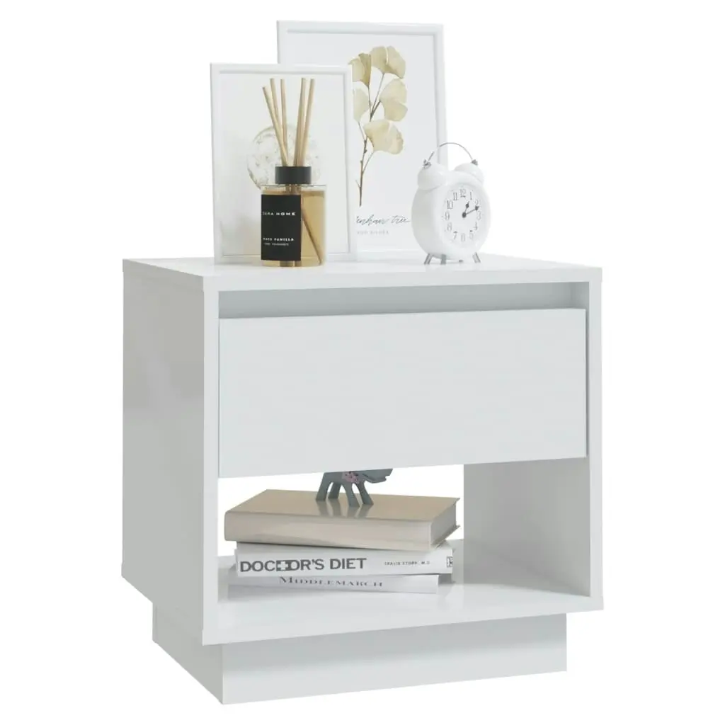 Bedside Cabinets 2 pcs High Gloss White 45x34x44 cm Engineered Wood 809525