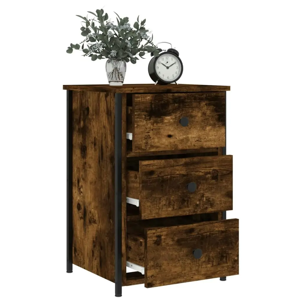 Bedside Cabinets 2 pcs Smoked Oak 40x36x60 cm Engineered Wood 825998