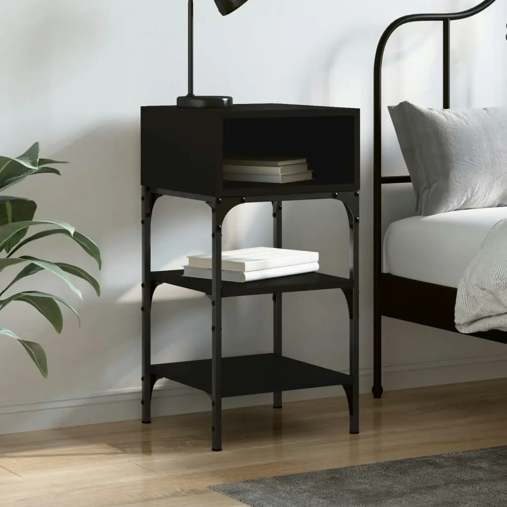 Bedside Table Black 35x34.5x70 cm Engineered Wood 825883