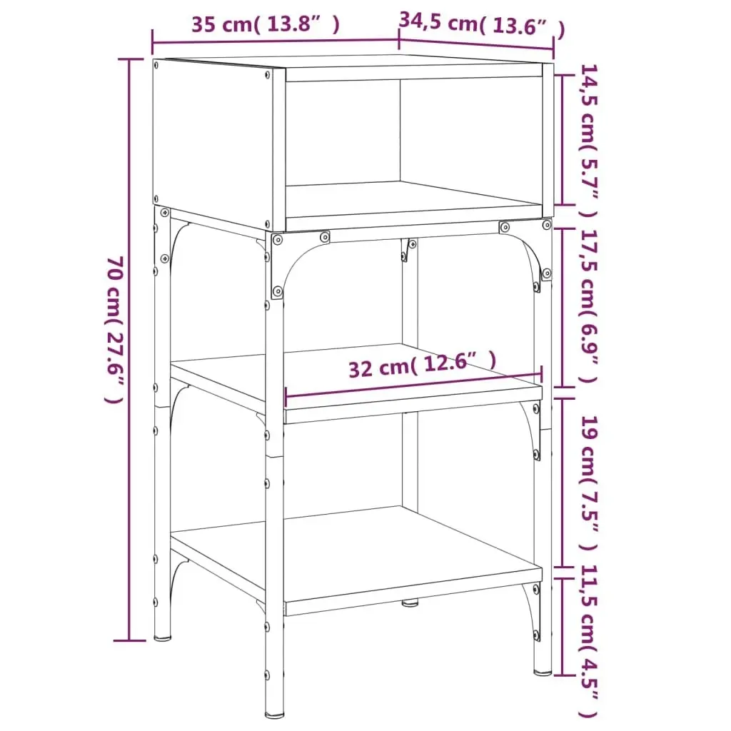 Bedside Table Black 35x34.5x70 cm Engineered Wood 825883