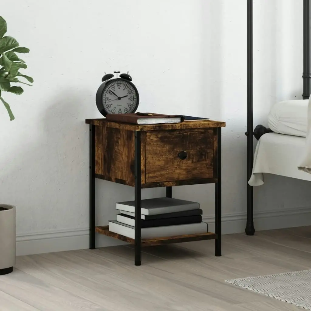 Bedside Table Smoked Oak 34x35.5x45 cm Engineered Wood 825857