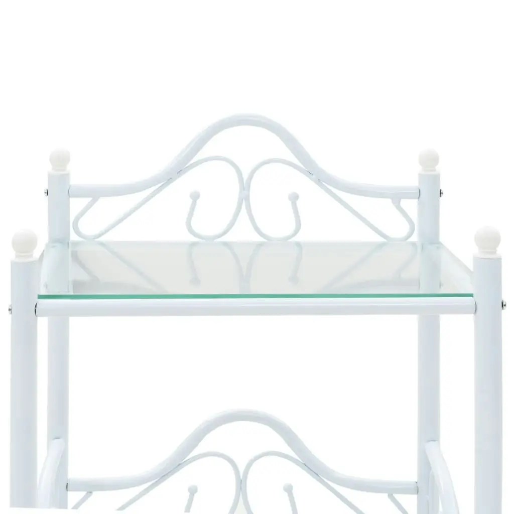 Bedside Table Steel and Tempered Glass 45x30.5x60 cm White 246728