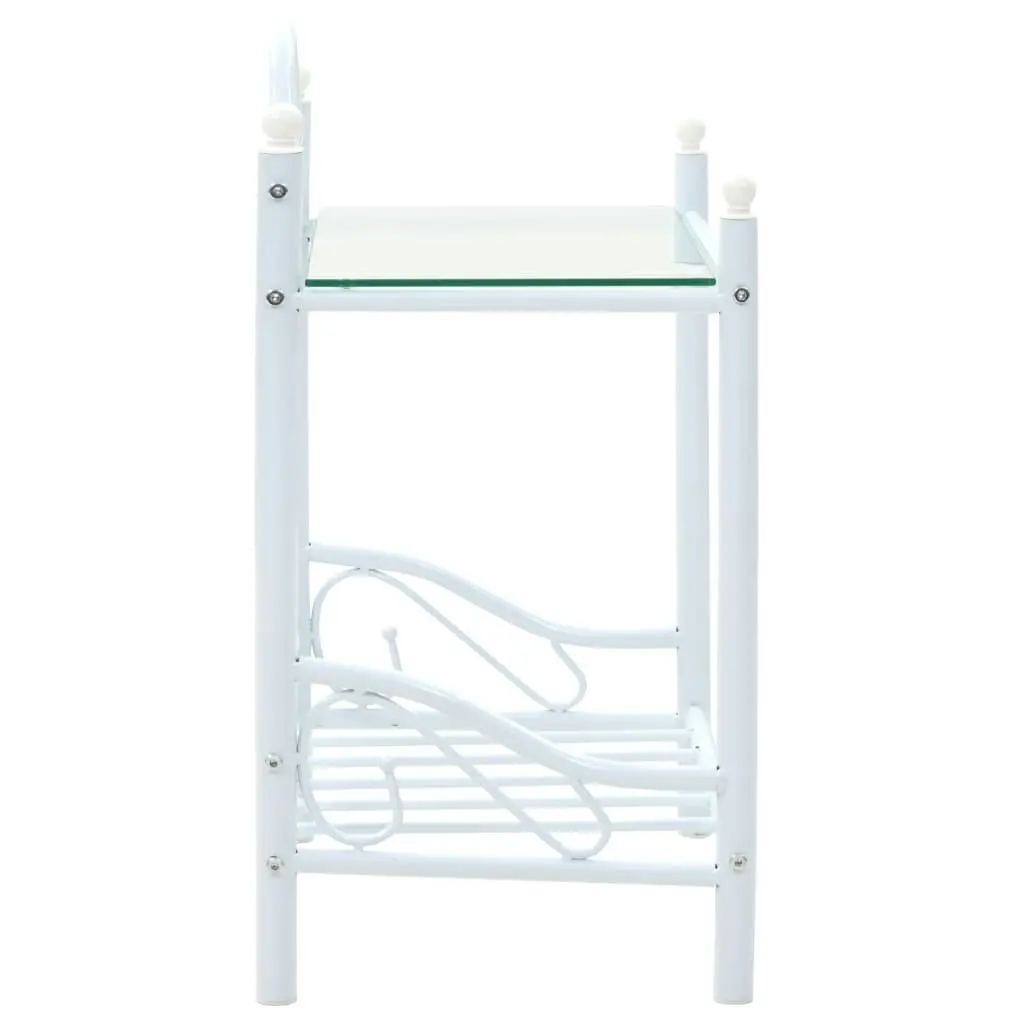 Bedside Table Steel and Tempered Glass 45x30.5x60 cm White 246728