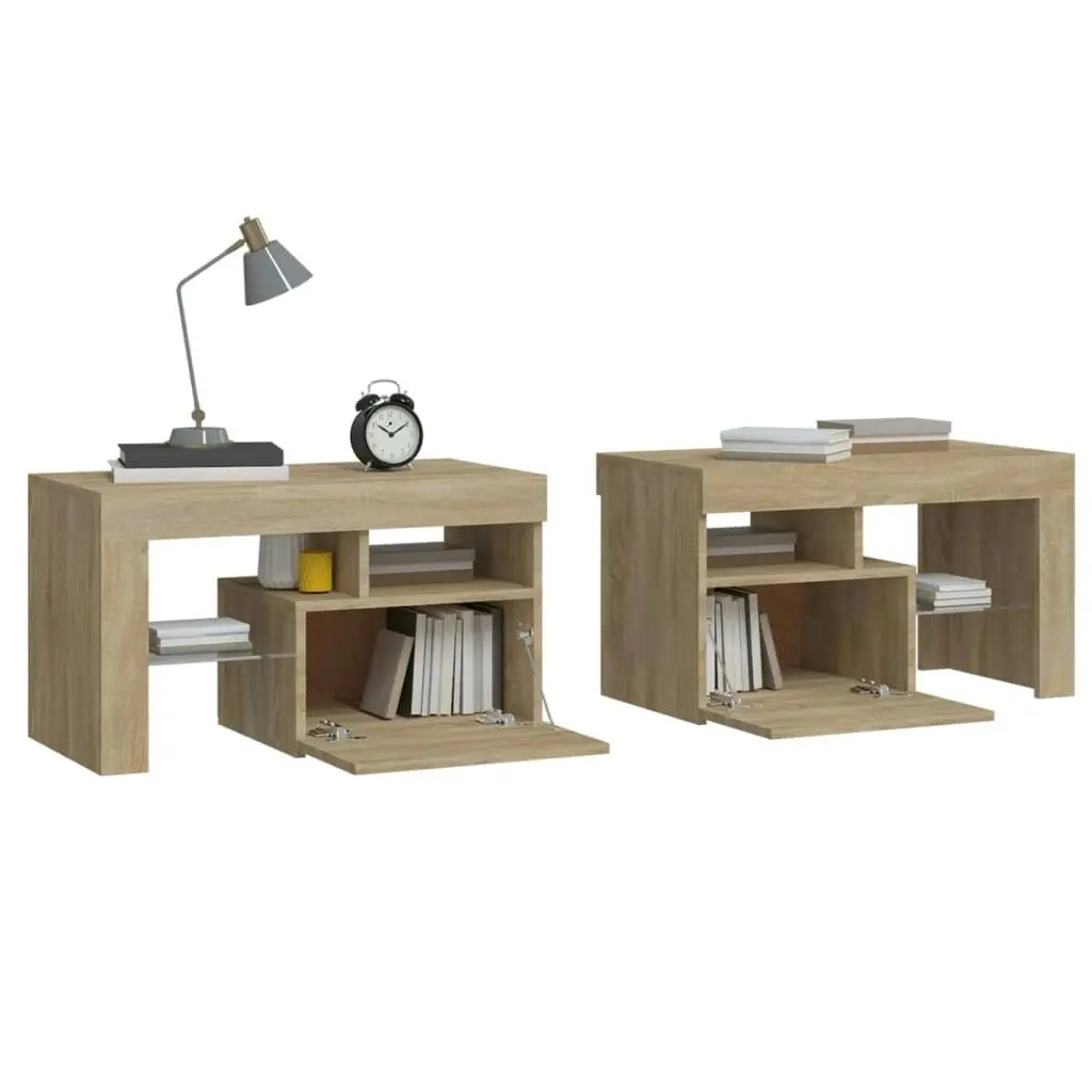 Bedside Cabinets 2 pcs with LED Lights Sonoma Oak 70x36.5x40 cm 3152772